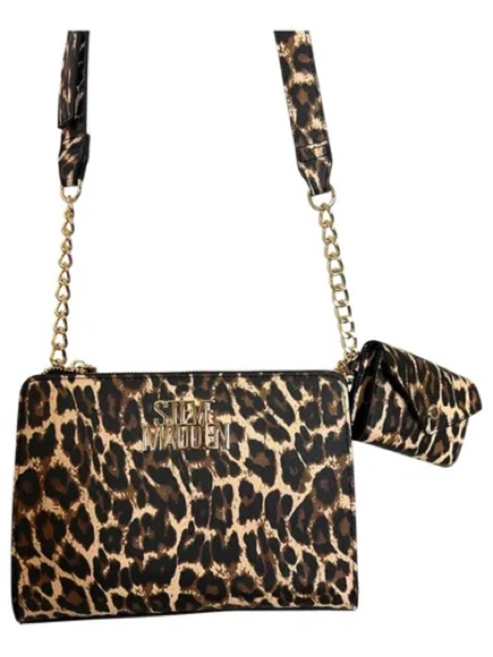 Steve Madden Leopard-Print Crossbody with Mini Pouch - Brown/Black